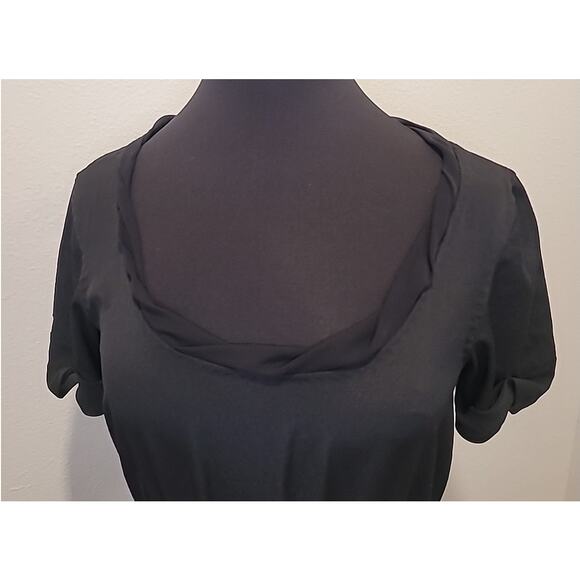 DVF Diane von Furstenberg Black Celia Dress Sz 6 Twist Pleated Chiffon GUC - Picture 3 of 12